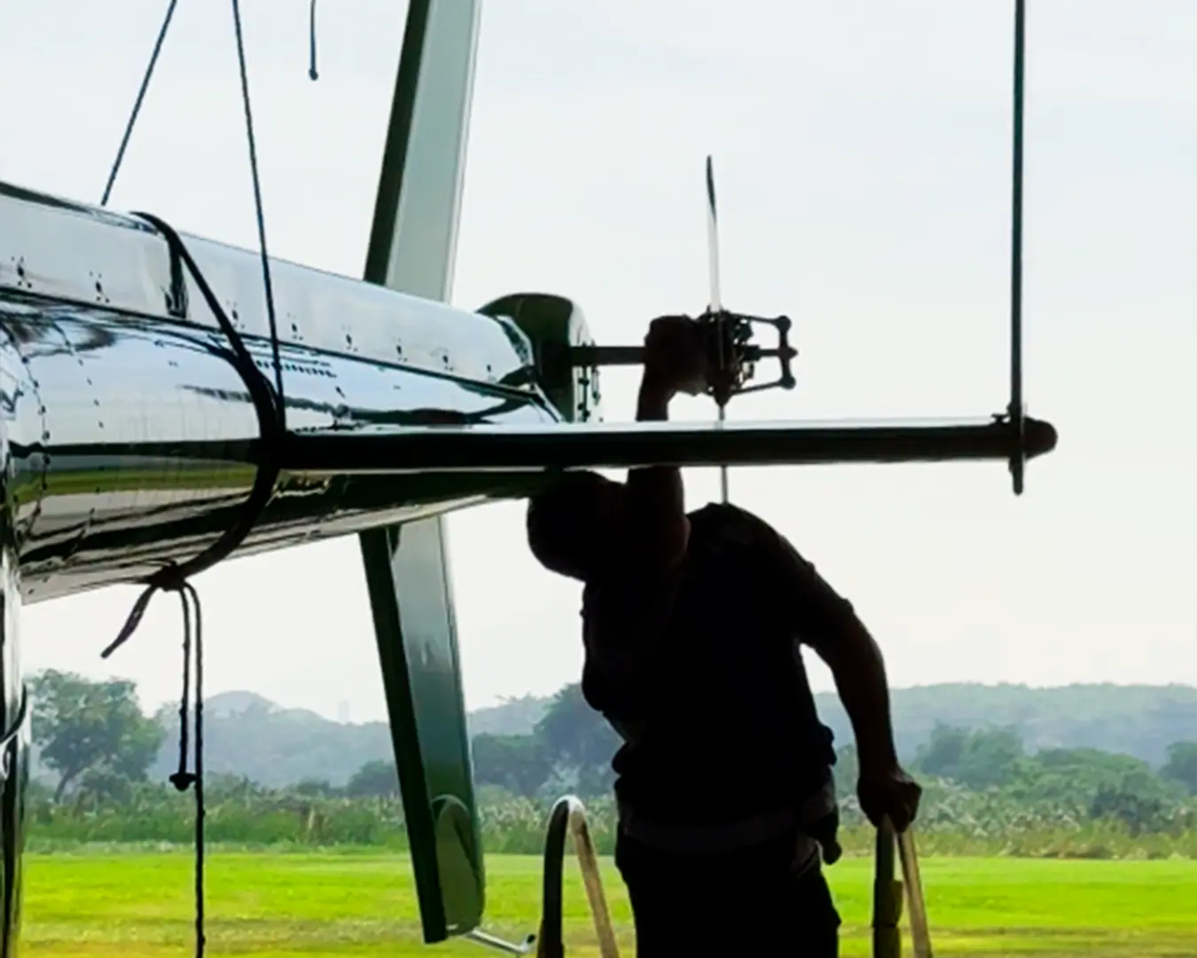 Helicopter flying over Rio de Janeiro representing safety and confidence in the experience